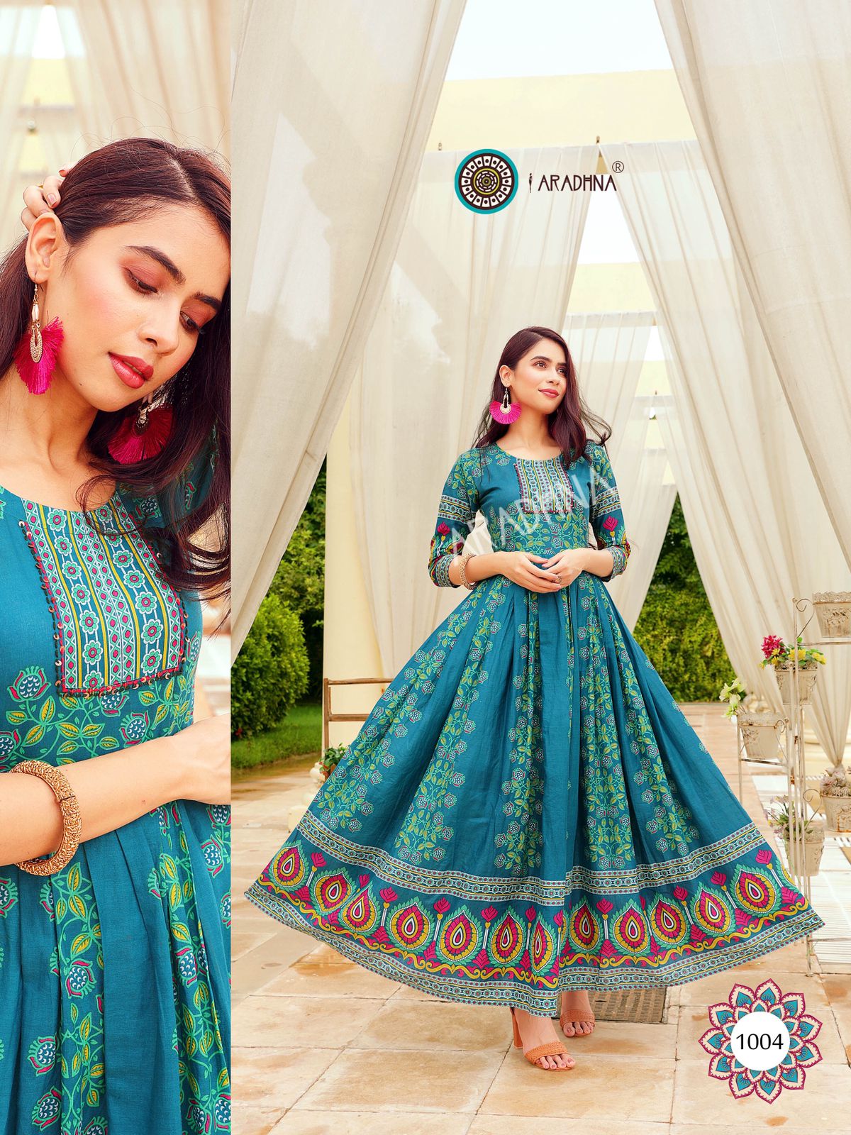 Aradhna Fashion Stripy 1 Heavy Cotton Anarkali Ethnic Wear Stylish Kurti Collection